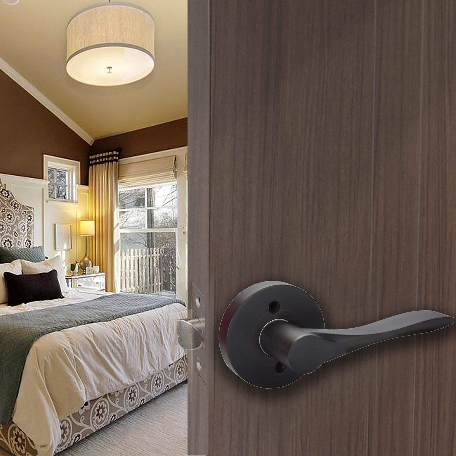 6 Pack Oil Rubbed Bronze Interior Passage Lever - Heavy Duty Keyless Hall & Closet Door Handles (6-Piece Set) - Perfect for Bedrooms, Bathrooms & Interior Doors
