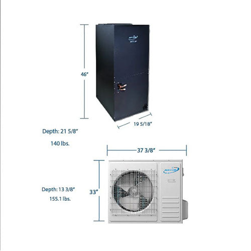 Premium 36000 BTU 18 SEER 3 Ton Inverter Heat Pump with Ducted Central AC - Energy Efficient HVAC System for Whole Home Cooling & Heating | Ideal for Large Houses, Hot Climates & Year-Round Comfort
