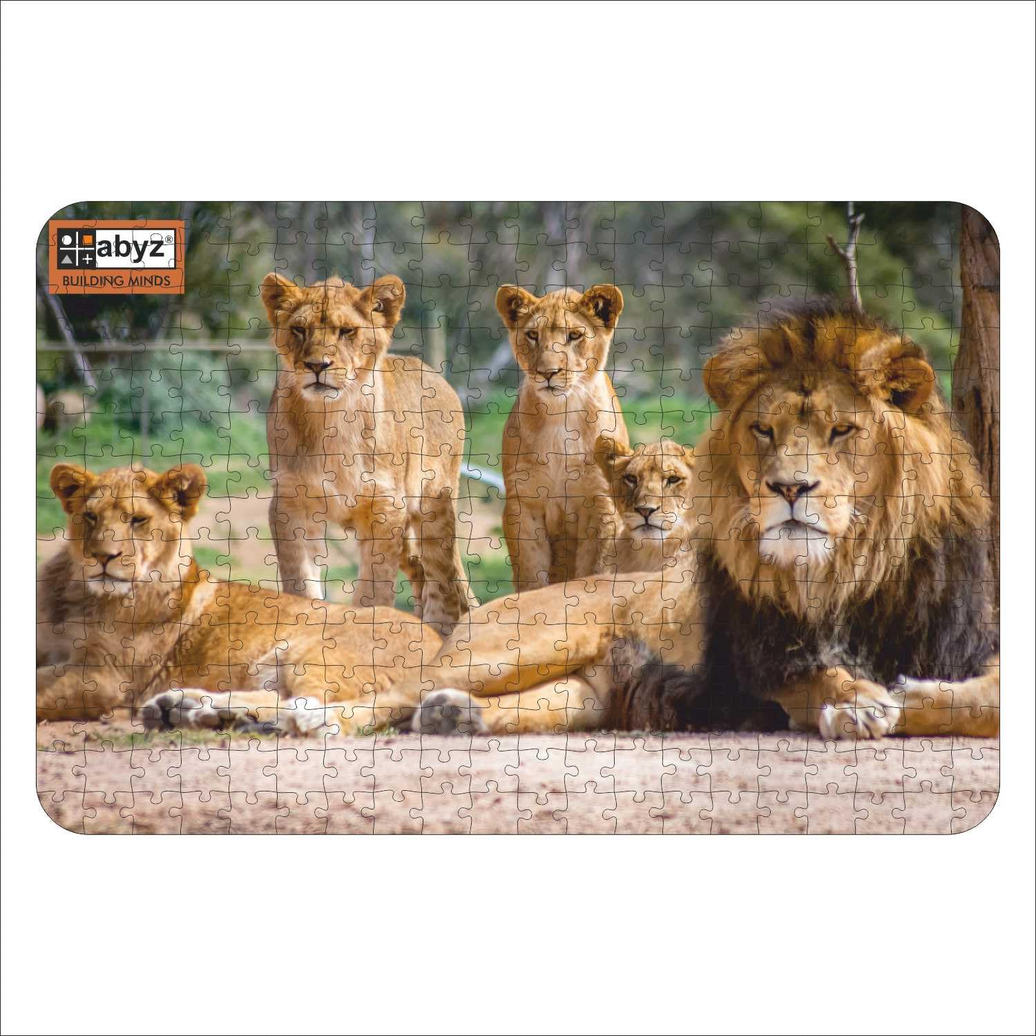ABYZ 300-Piece Wooden Jigsaw Puzzle - The Lion Family Educational Toy for Kids Ages 6+ & Adults | Improves Memory & Problem Solving Skills | Perfect for Family Game Night & Classroom Learning Activities