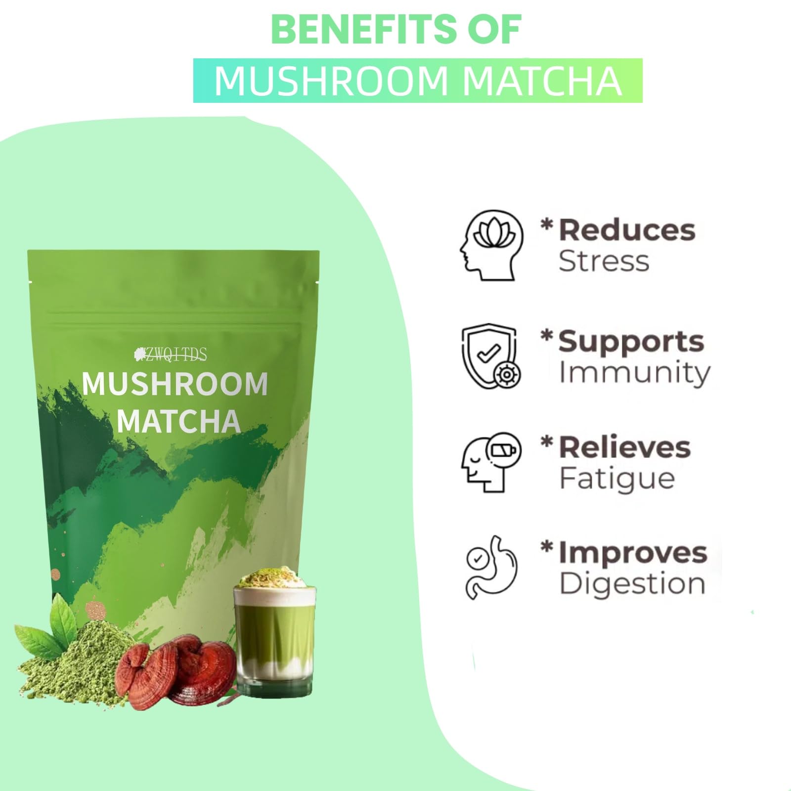 Premium Ceremonial-Grade Japanese Matcha Latte Powder with Mushroom & Collagen | Energy Booster for Focus, Digestion & Immunity Support | 1 tbsp (6g) x 30 Servings | Perfect for Morning Routine, Workout Recovery & Wellness Rituals