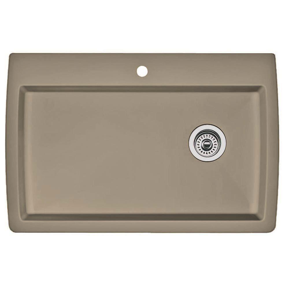 Blanco Diamond Dual Mount Composite Kitchen Sink - 32.75x22x9.5 Inch, 1 Hole Single Bowl, Truffle Brown (Model 537980) - Perfect for Modern Farmhouse & Contemporary Kitchen Remodels