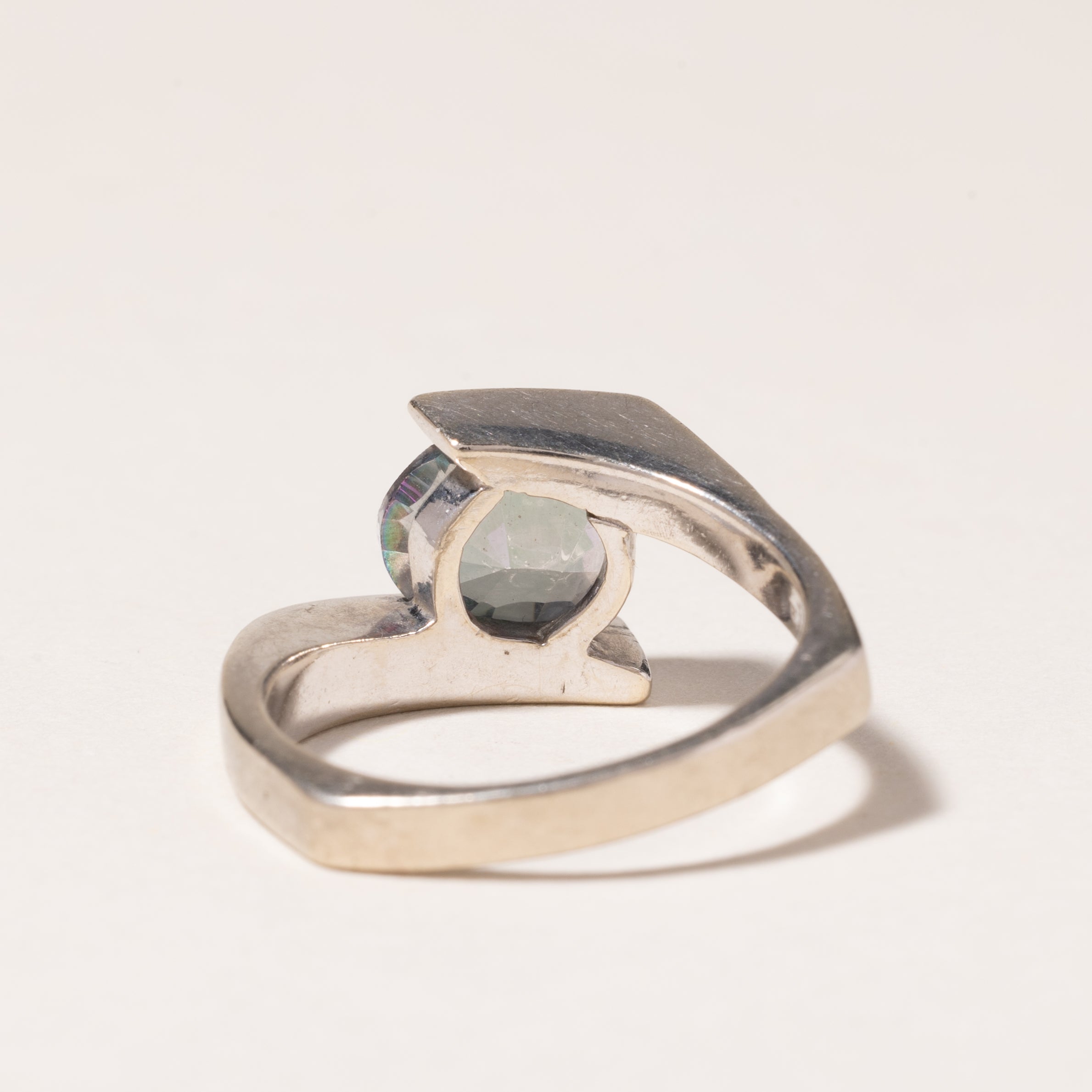 14K White Gold Mystic Topaz Ring 2.01ct Size 6.5 | Elegant Birthstone Jewelry for Women | Perfect for Anniversaries, Engagements & Special Occasions