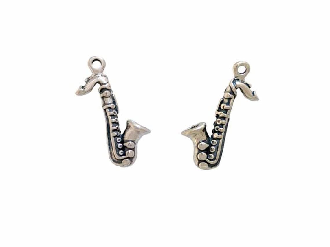 Sterling Silver Saxophone Charm Pendant for Jewelry Making - Perfect for Necklaces, Bracelets & DIY Craft Projects
