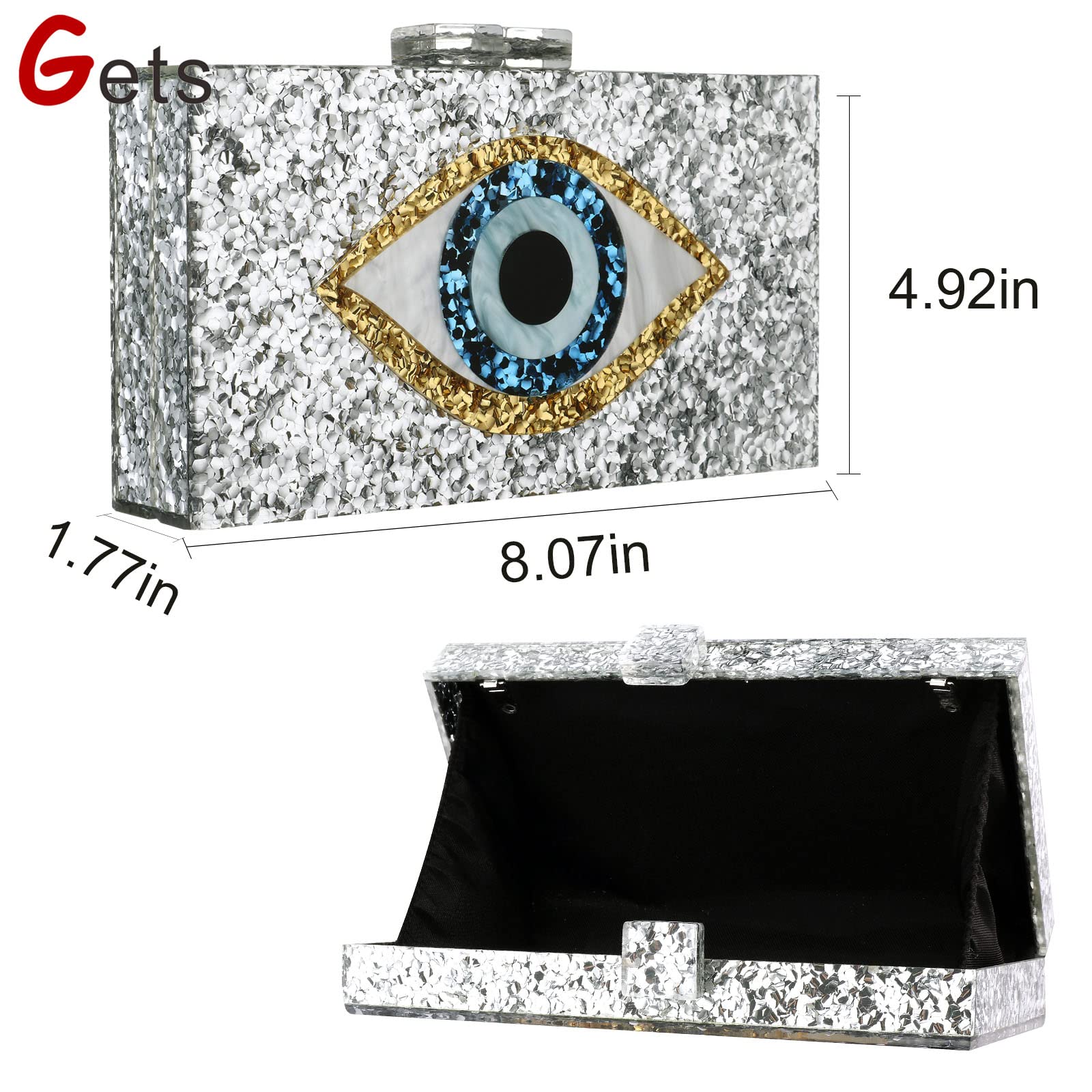 Stylish Acrylic Clutch Purse for Women - Multicolor Glitter Evening Bag, Clear Perspex Box Clutch with Crossbody Strap - Perfect for Parties, Weddings & Special Occasions