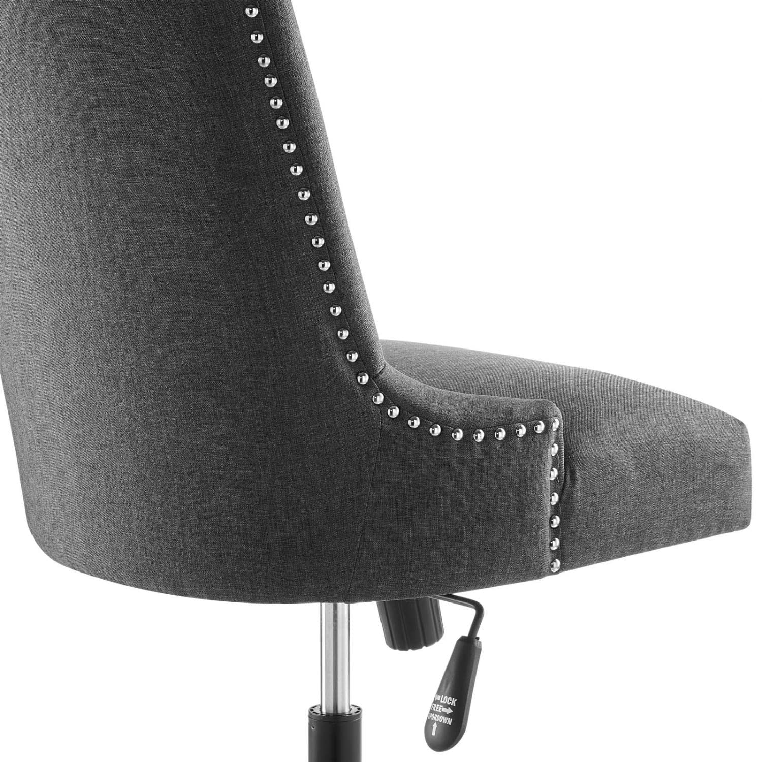 Modway Empower Ergonomic Office Chair with Channel Tufted Fabric - Black & Gray - Comfortable Desk Chair for Home Office, Gaming & Workspace