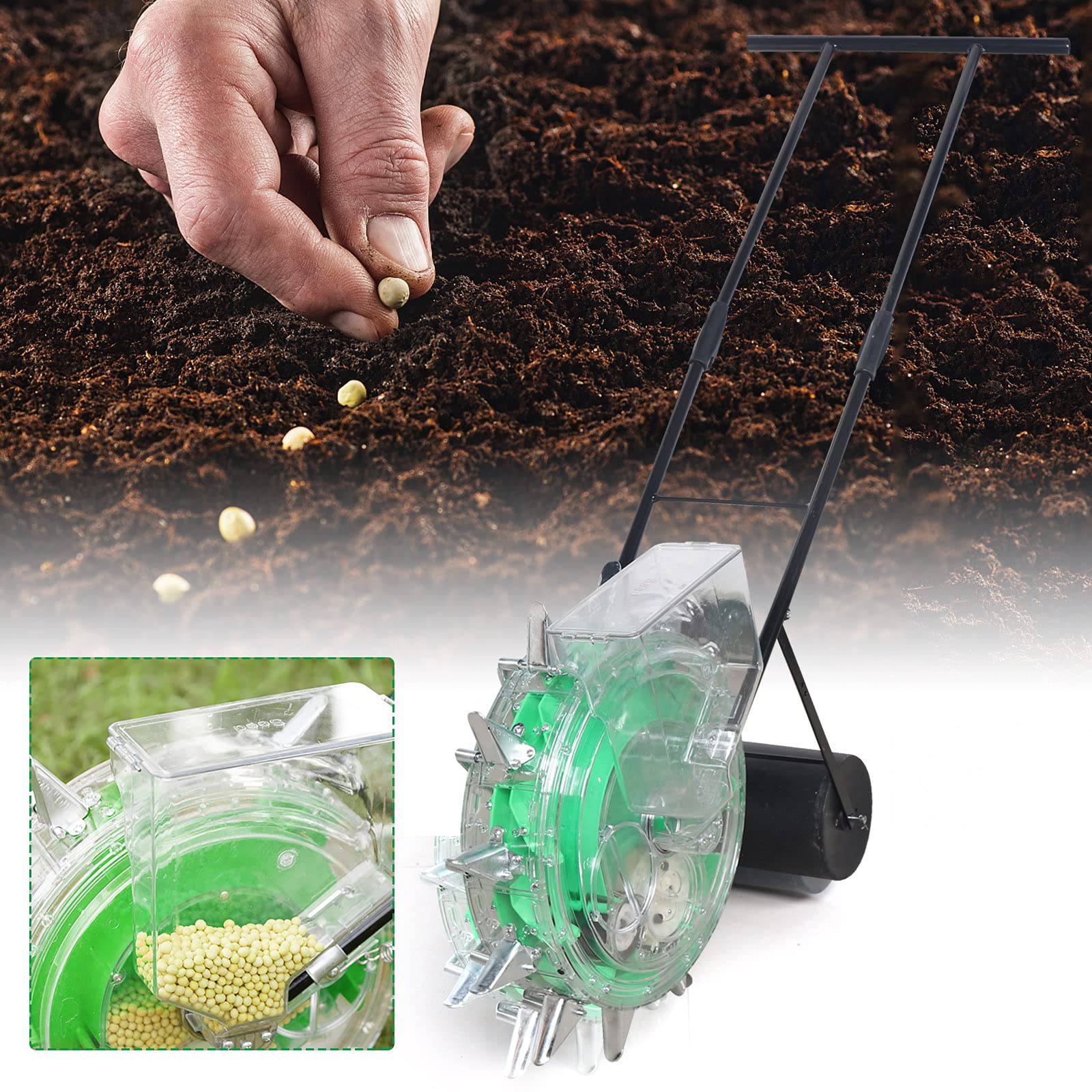 DYRABREST Manual Handheld Seeder - Precision Garden Seed Planter for Peanuts, Corn, Beans (3-15mm Seeds) | Roller Seeding Tool for Outdoor Farming, Home Gardening & Lawn Care