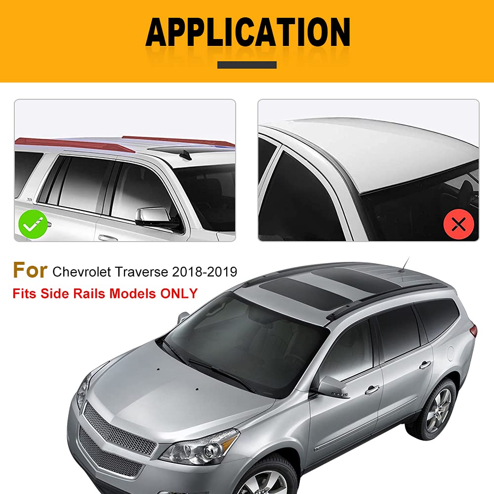 OCPTY Universal Cross Bars Roof Rack for Chevrolet Traverse 2018-2021 - Heavy Duty Aluminum Cargo Carrier for Luggage, Kayak, Canoe, Bike, Snowboard & Ski - Perfect for Road Trips, Camping & Outdoor Adventures