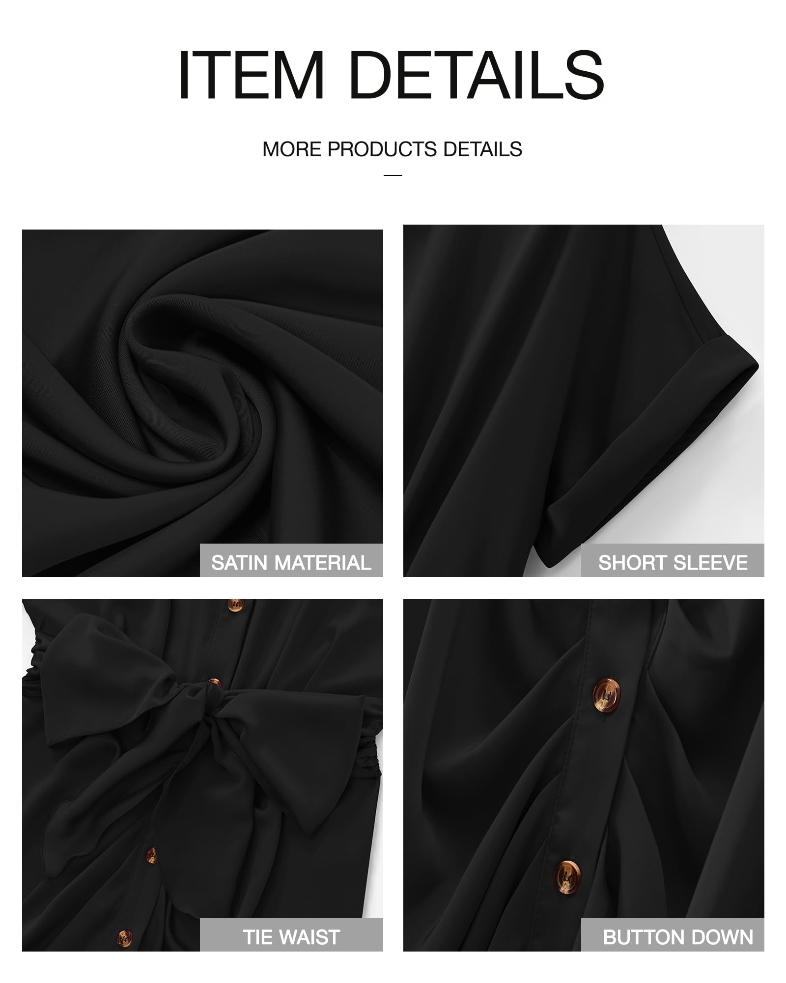 BTFBM 2025 Women's Elegant Ruched Button Down Shirt Dress - Short Sleeve Lapel V-Neck Satin Maxi Dress for Spring Summer Parties, Weddings, Cocktail Events & Office Wear