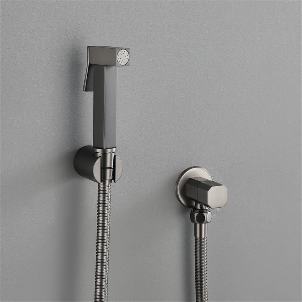 YHJZSM Grey Bidet Sprayer for Toilet - Wall Mounted Hygienic Hand Shower with Adjustable Nozzle - Perfect for Bathroom, Travel & Portable Use (Color: A, Size: One Size)
