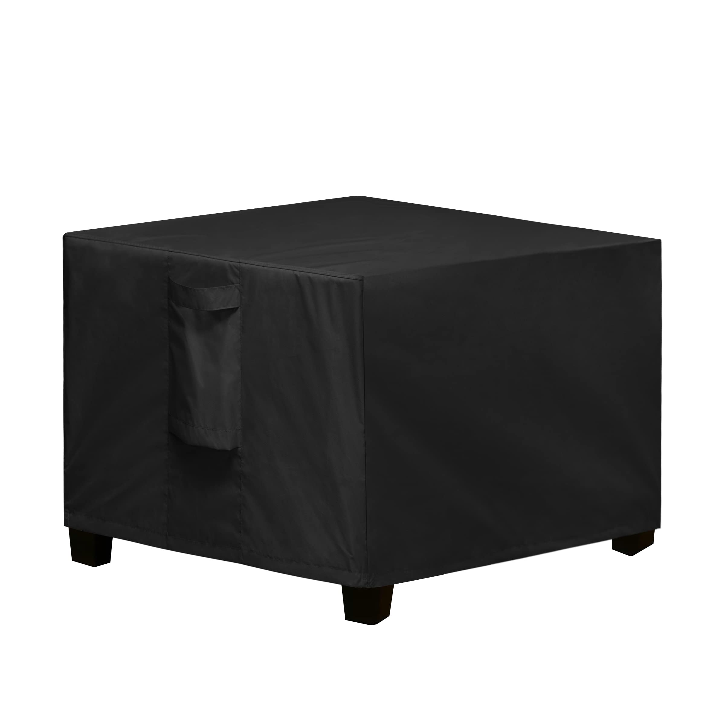 Waterproof Square Patio Ottoman Cover 25x25x17 Inch - Fade Resistant Outdoor Furniture Protector with Sealed Seams for Side Table, Deck & Garden Use - Durable Black Weatherproof Cushion Cover