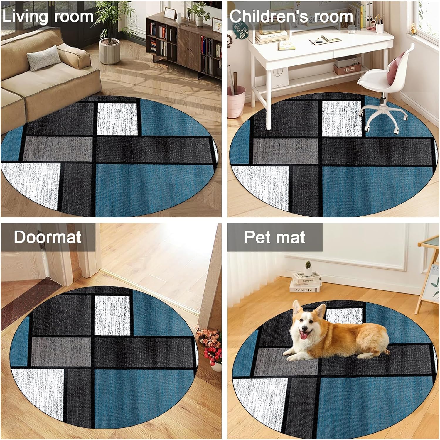 Premium Non-Slip Round Drum Rug Office Chair Mat - 120cm Heavy Duty Floor Protector for Gaming Chairs, Armchairs & Laminated Floors | Perfect for Home Office, Workspace & Gaming Setup