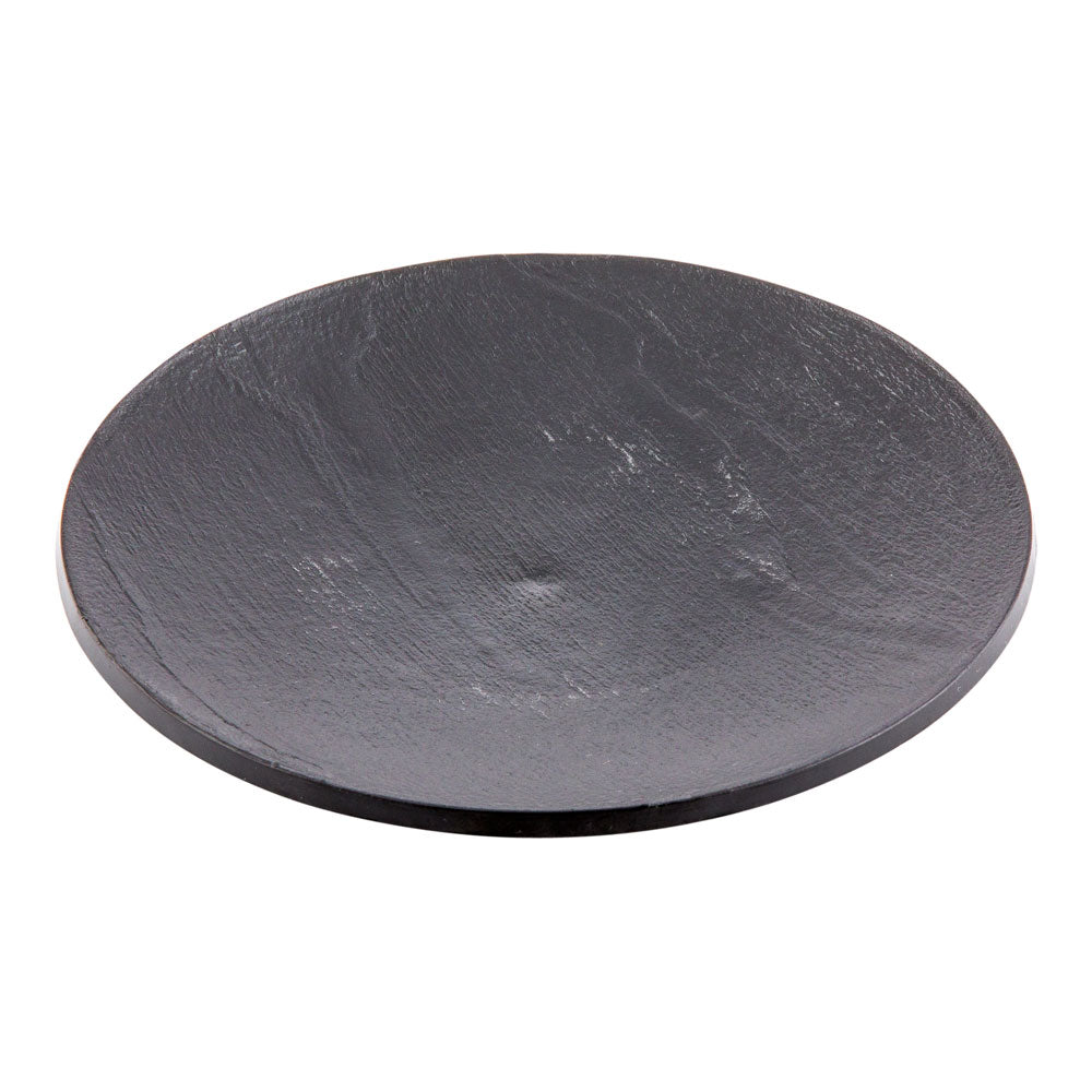 100-Pack Black 5-Inch Plastic Dessert Plates & 100-Pack Silver 4-Inch Mini Plastic Spoons for Parties, Picnics, and Catering Events