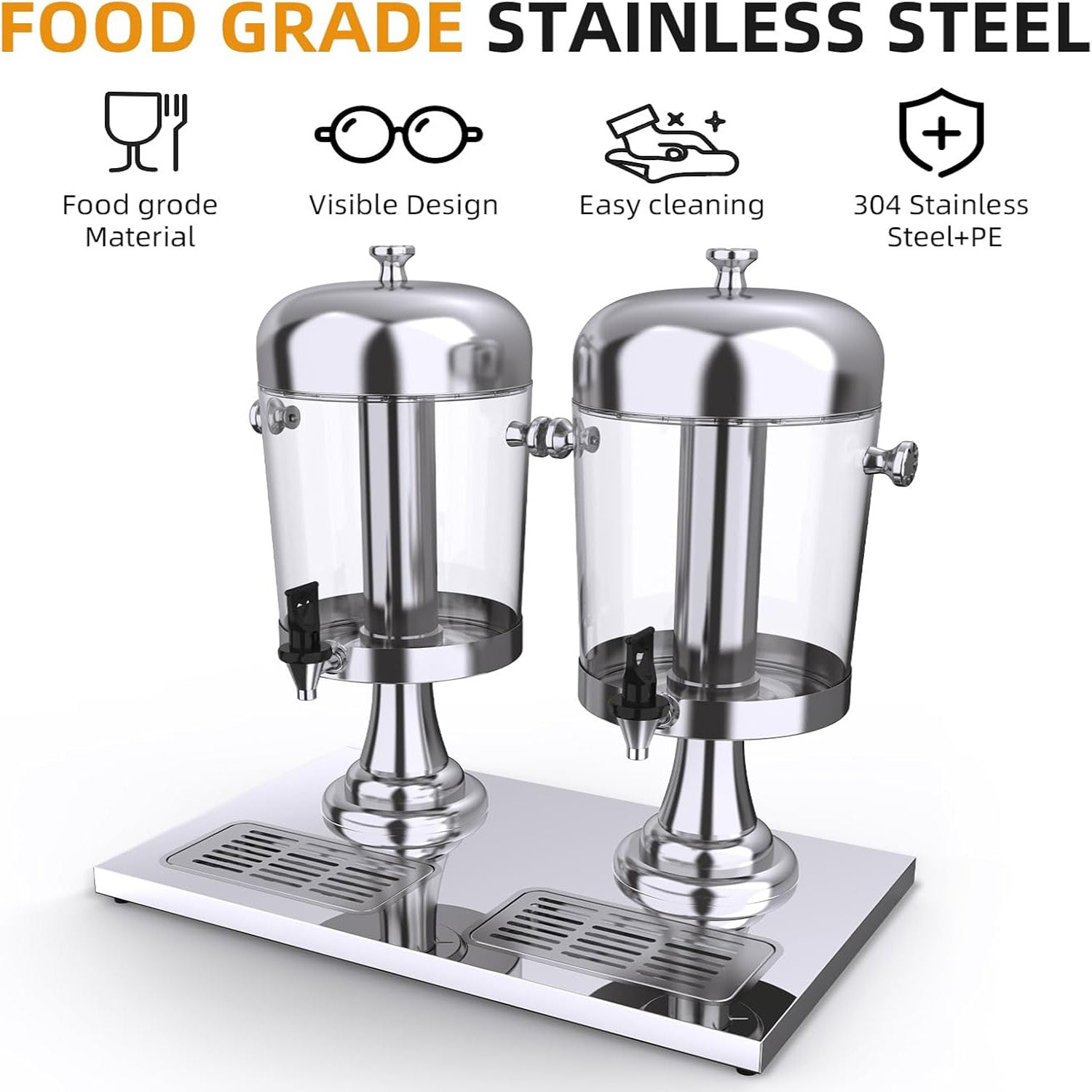 16L Commercial Stainless Steel Juice Dispenser for Restaurants & Buffets - Gold Drink Container for Parties, Catering & Events