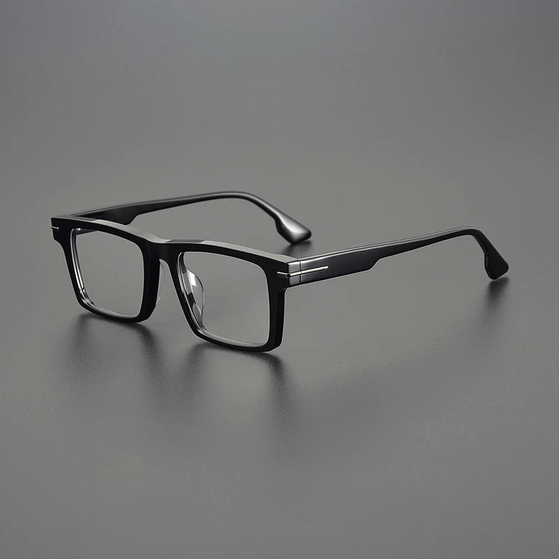Black Unisex Full Rim Square Acetate Eyeglasses 4529 - Stylish Flat Top Frame for Men & Women - Perfect for Work, Reading, and Fashion Accessories