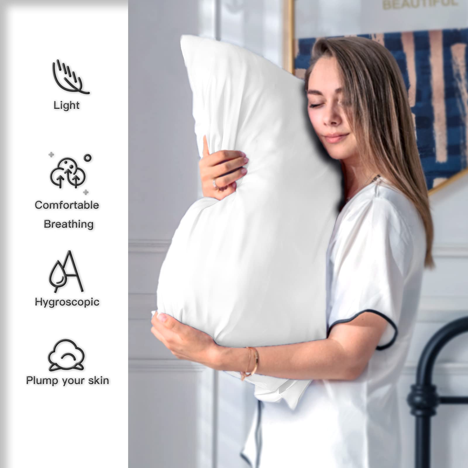 Premium 100% Mulberry Silk Pillowcase Set of 2 - Queen Size (20