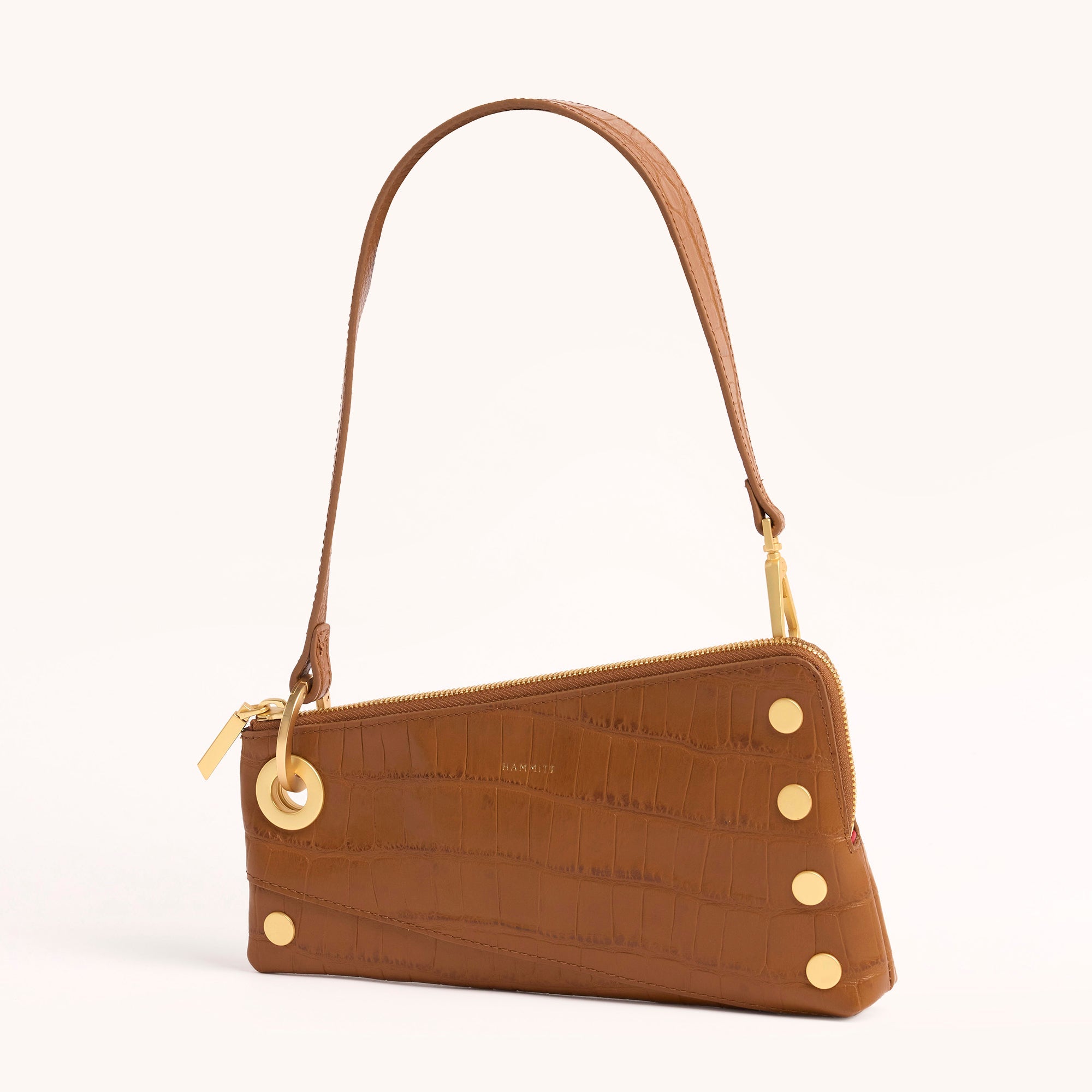Nash Pochette Handbag - Canyon Crocco & Brushed Gold Leather Crossbody Bag for Women | Perfect for Evening Parties, Date Nights & Special Occasions