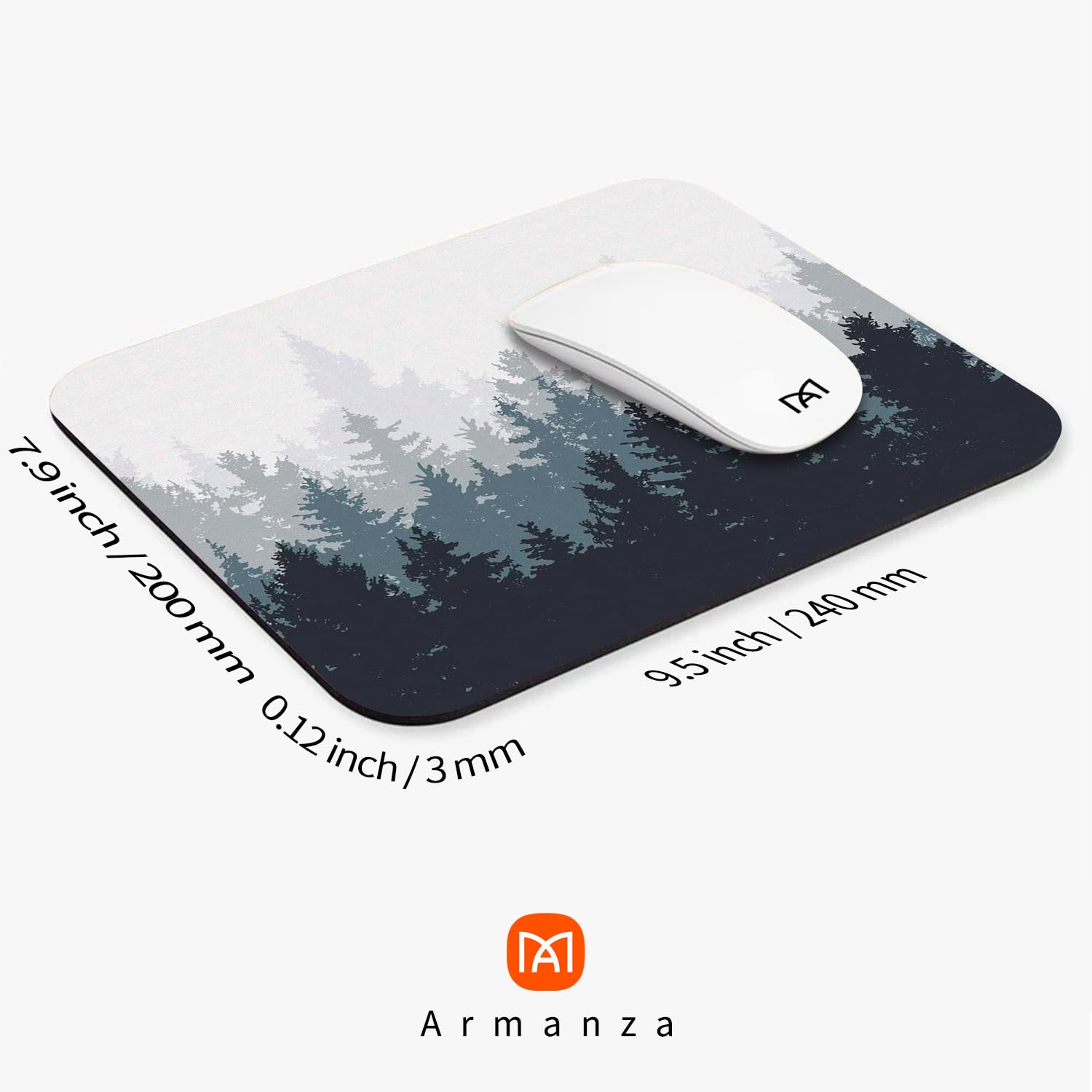 Premium Custom Square Mouse Pad with Forest Design - Non-Slip Rubber Base & Washable Lycra Surface - Ergonomic Computer Mouse Mat for Wireless Mice - Perfect for Office, Gaming & Home Workspace
