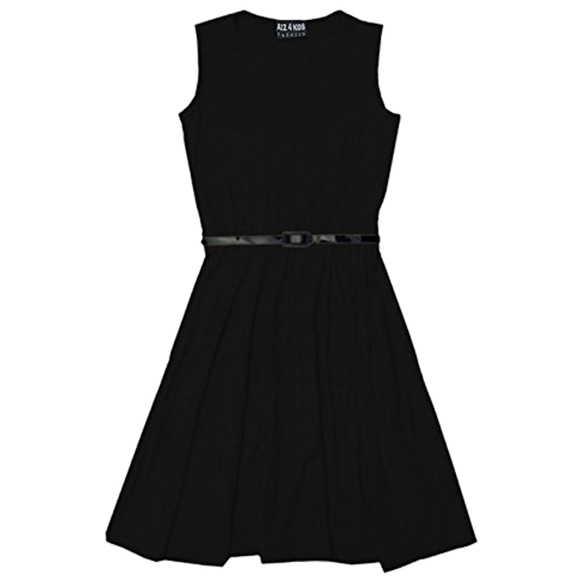 Girls Skater Dress - Stylish Sleeveless Party Dress with Free Belt | Summer Black Dress for Teens | Perfect for Birthday Parties, School Events & Casual Outings