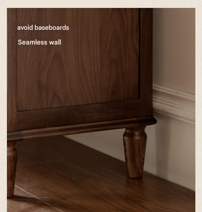 Solid Black Walnut Wood American Retro Dresser - Vintage 5-Drawer Chest for Bedroom, Living Room & Home Office Storage