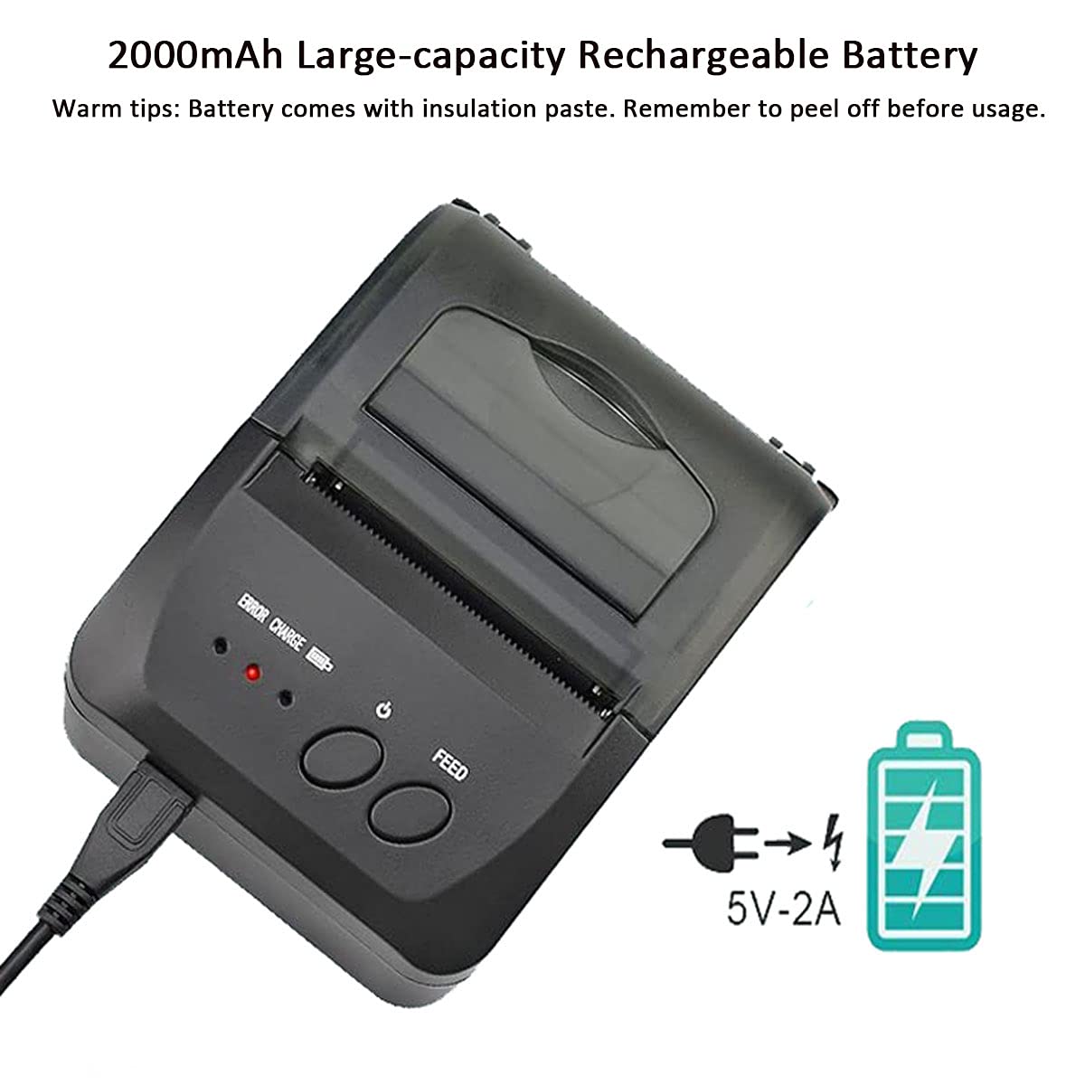 58mm Wireless Bluetooth Thermal Receipt Printer - Portable Mini POS Printer for Small Business, Compatible with Android & Windows - Perfect for Retail Stores, Restaurants, and Mobile Vendors