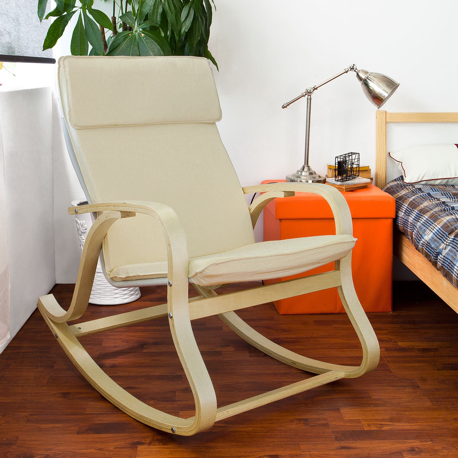 Haotian FST15-W Comfortable Rocking Lounge Chair with Cushion - Perfect for Living Room, Patio, Nursery & Relaxation