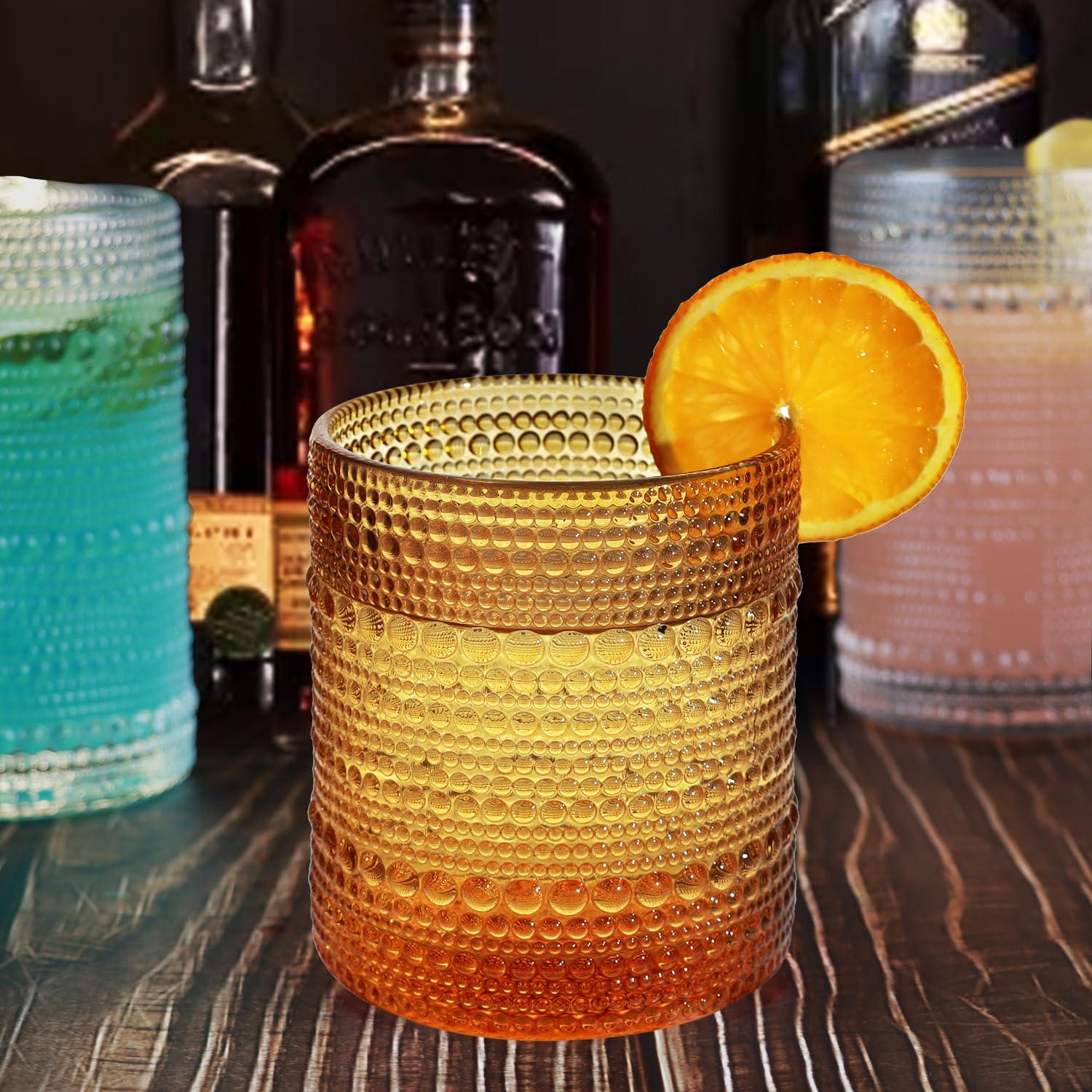 Vintage Hobnail Drinking Glasses Set of 8 - 12 oz Highball & 10 oz Cocktail Glasses, Durable Glassware for Whiskey, Juice, Milk - Perfect for Home Bar, Dinner Parties & Gifts
