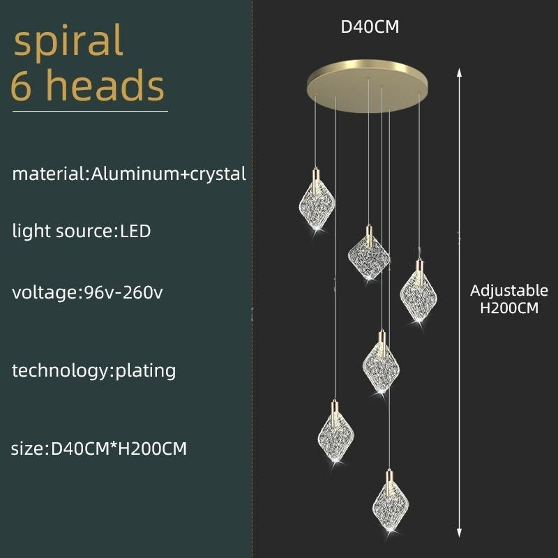 Elegant Square Crystal Pendant Chandelier - Modern Ceiling Light Fixture for Dining Room, Living Room & Bedroom Lighting Decor