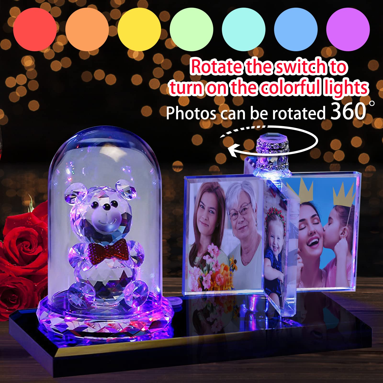 Custom 3D Photo Crystal Lamp - Personalized Windmill Photo Frame with Pictures | Unique Anniversary, Birthday & Christmas Gift | Perfect for Home Decor, Night Light & Special Occasions