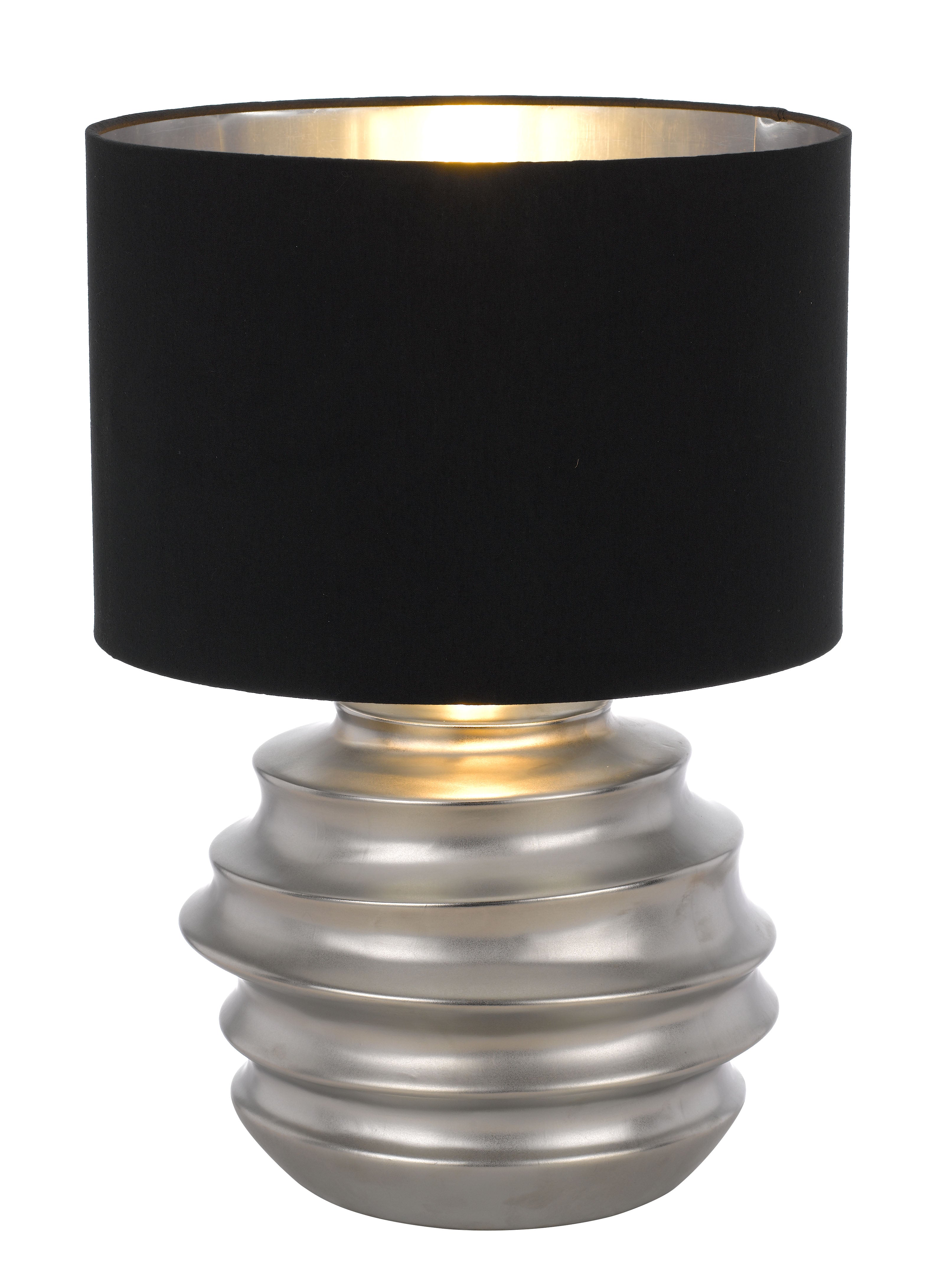 Stylish Aras Ceramic Table Lamp in Silver and Black - Modern Home Decor for Living Room, Bedroom & Office Lighting