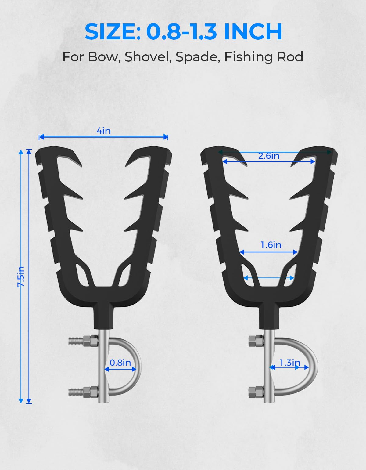 KEMIMOTO ATV Tool Holder Rack - Heavy Duty Hunting Accessory with Adjustable Rubber Straps for ATV, UTV, Mobility Scooter & Hunting Bikes | Perfect for Off-Road Adventures, Camping & Outdoor Work