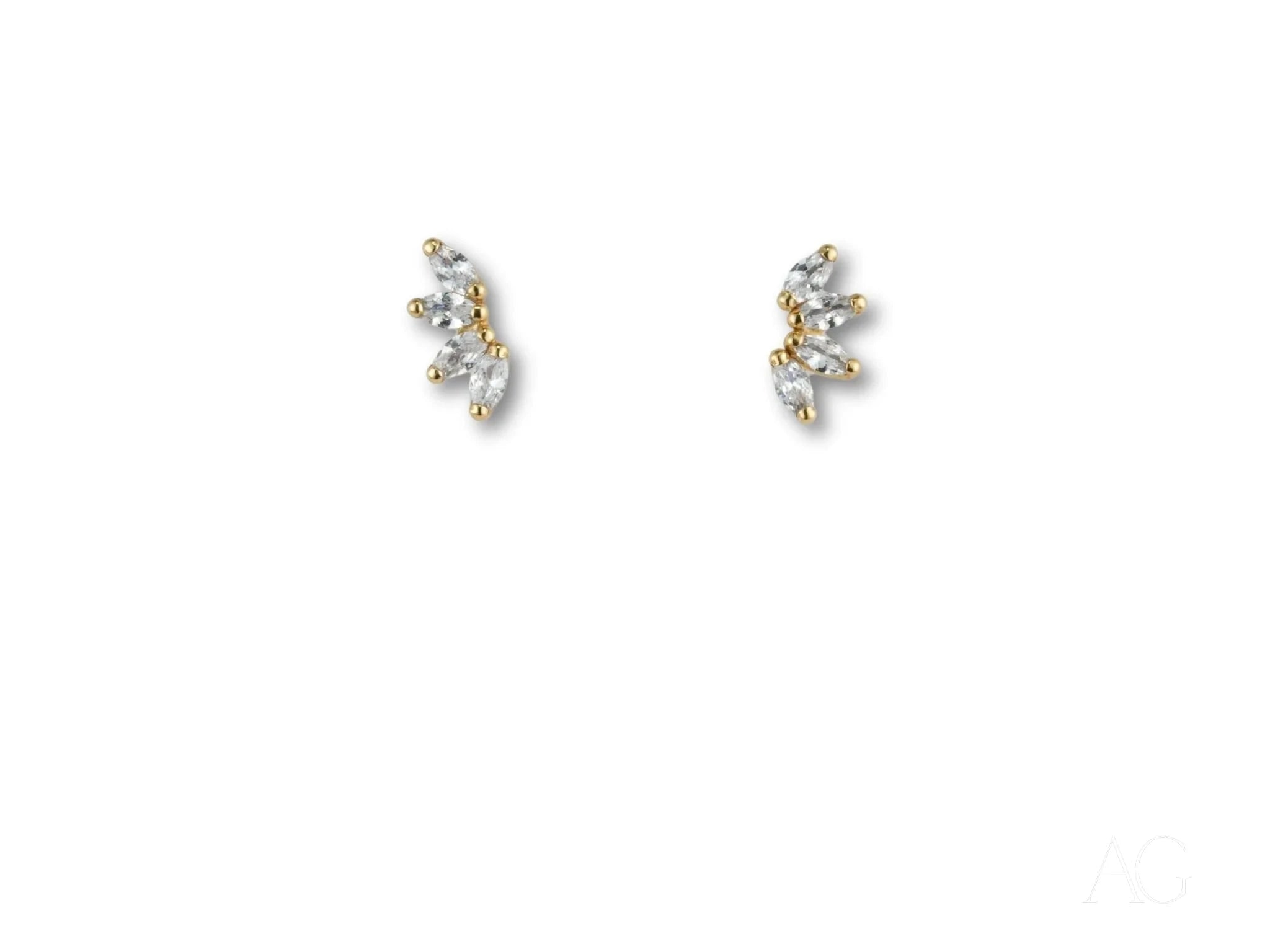 18k Gold CZ Marquise Stud Earrings - Sparkling Diamond-Like Stud Earrings for Women, Perfect for Wedding, Anniversary & Everyday Elegance