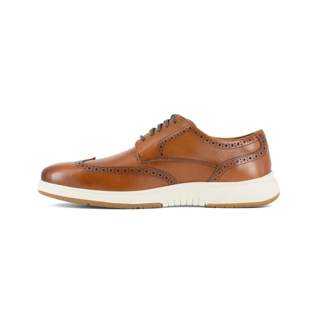 Flair Work Steel Toe Wingtip Oxford Work Shoes for Men - Comfortable & Durable Safety Shoes for Construction, Warehouse & Industrial Work - Cognac Brown Leather
