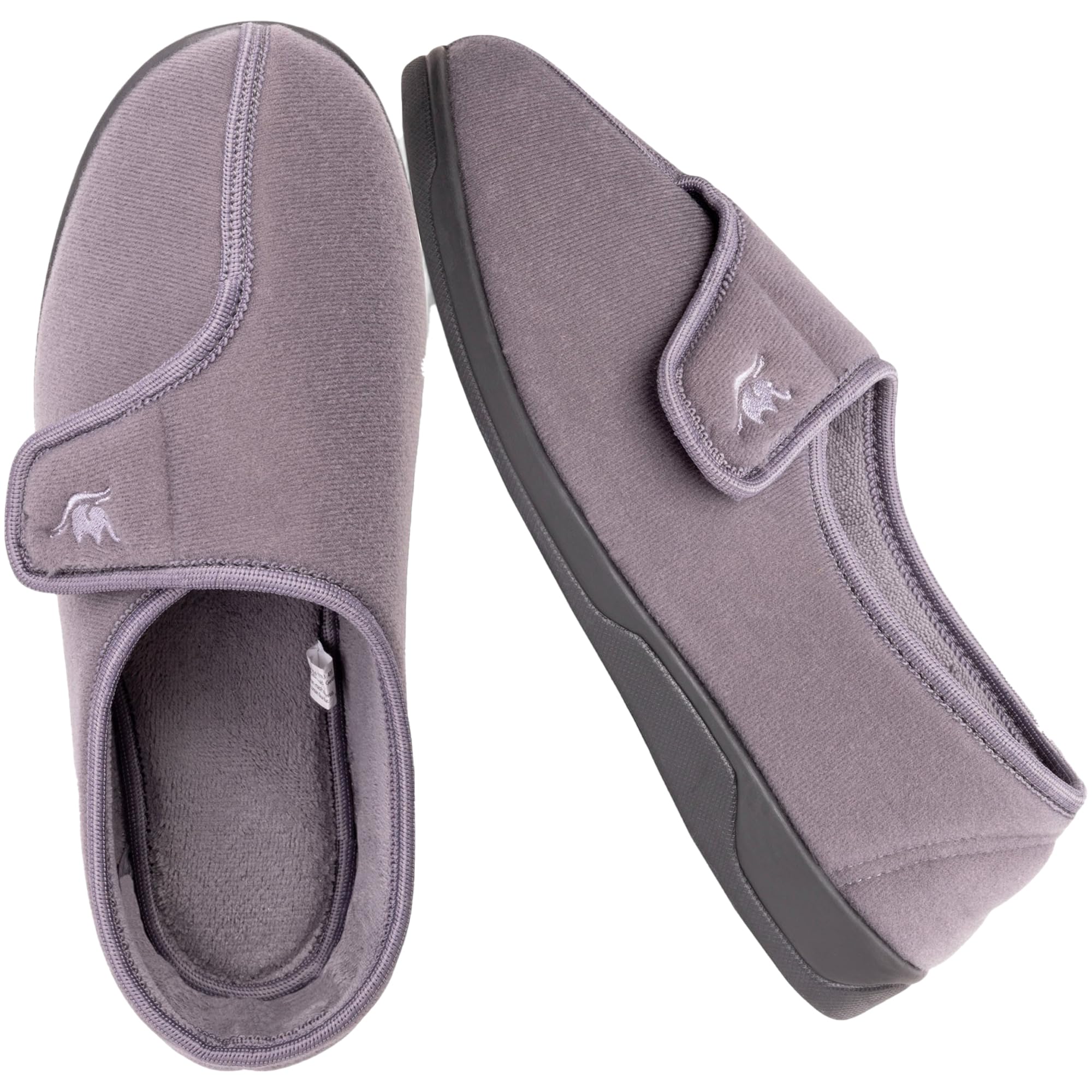 Men's Wide & Extra-Wide Memory Foam Slippers with Adjustable Closure - 80-Density Orthopedic House Shoes for Arthritis & Edema Relief - Plush Fleece Lined, Machine Washable, Anti-Slip Sole - Perfect for Indoor/Outdoor Use at Home, Office or Travel