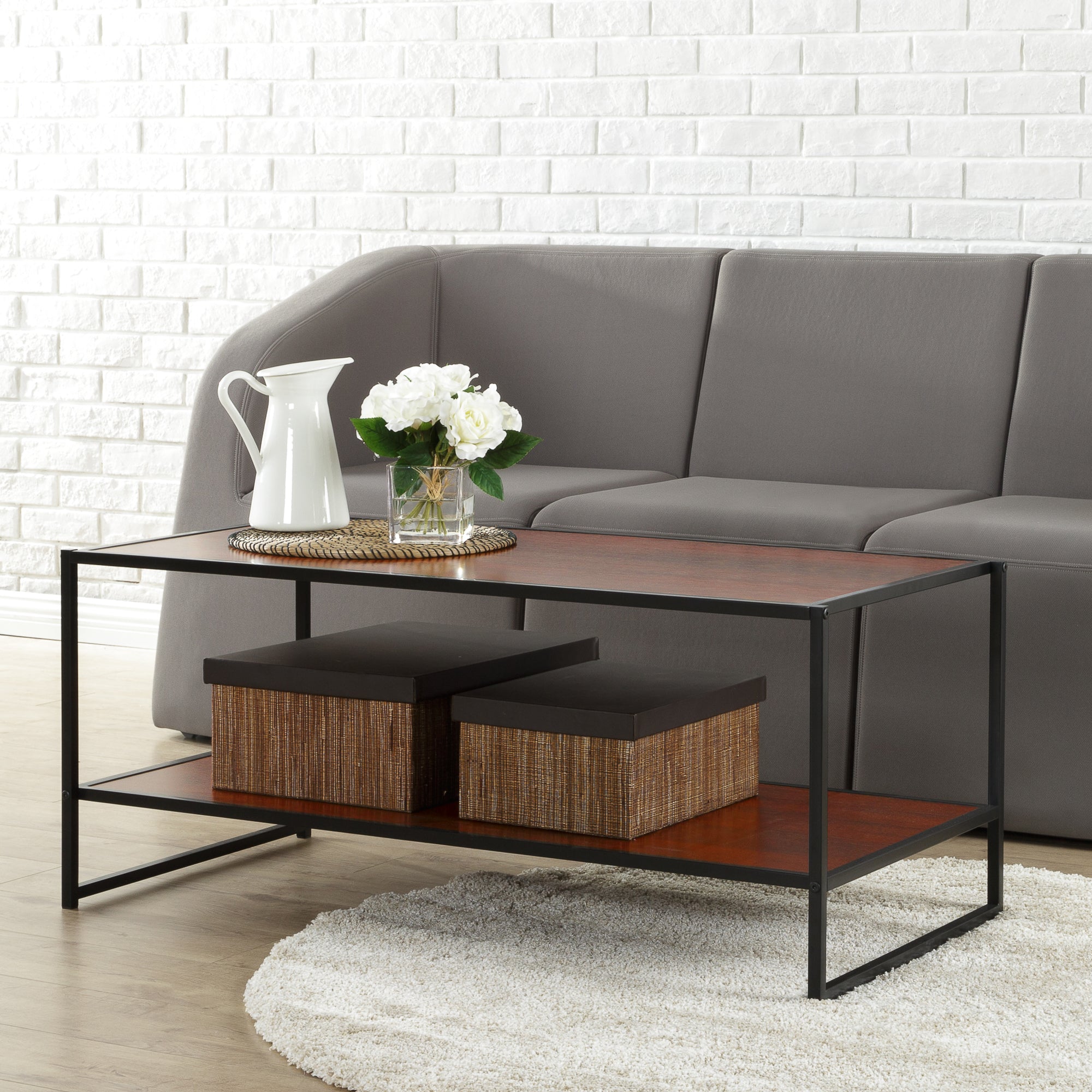 Zinus Modern TV Stand with Storage - Stylish Coffee Table for Living Room, Entertainment Center with Shelves for TV, Books, and Decor