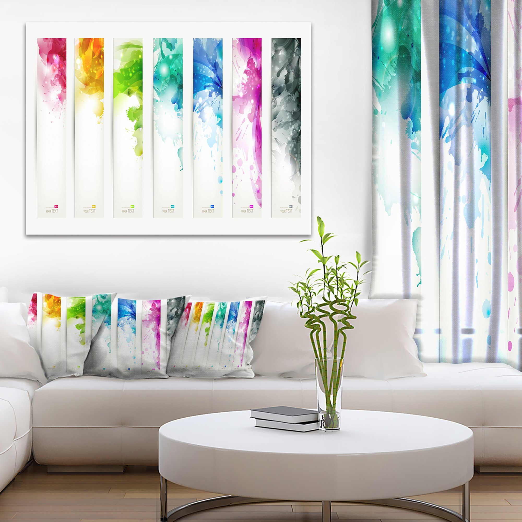 Abstract Canvas Painting with Colorful Headers and Blots - Modern Wall Art for Living Room, Bedroom & Office Decor