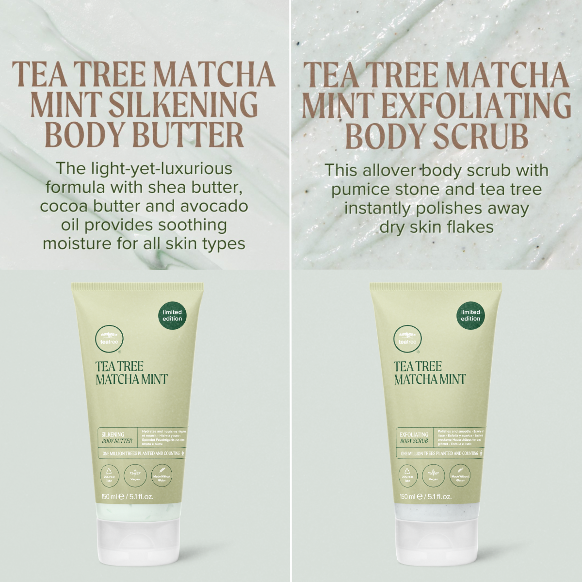 Organic Tea Tree & Matcha Mint Body Care Duo - Soothing Body Wash & Lotion Set for Dry & Sensitive Skin - Perfect for Spa Day & Relaxation at Home