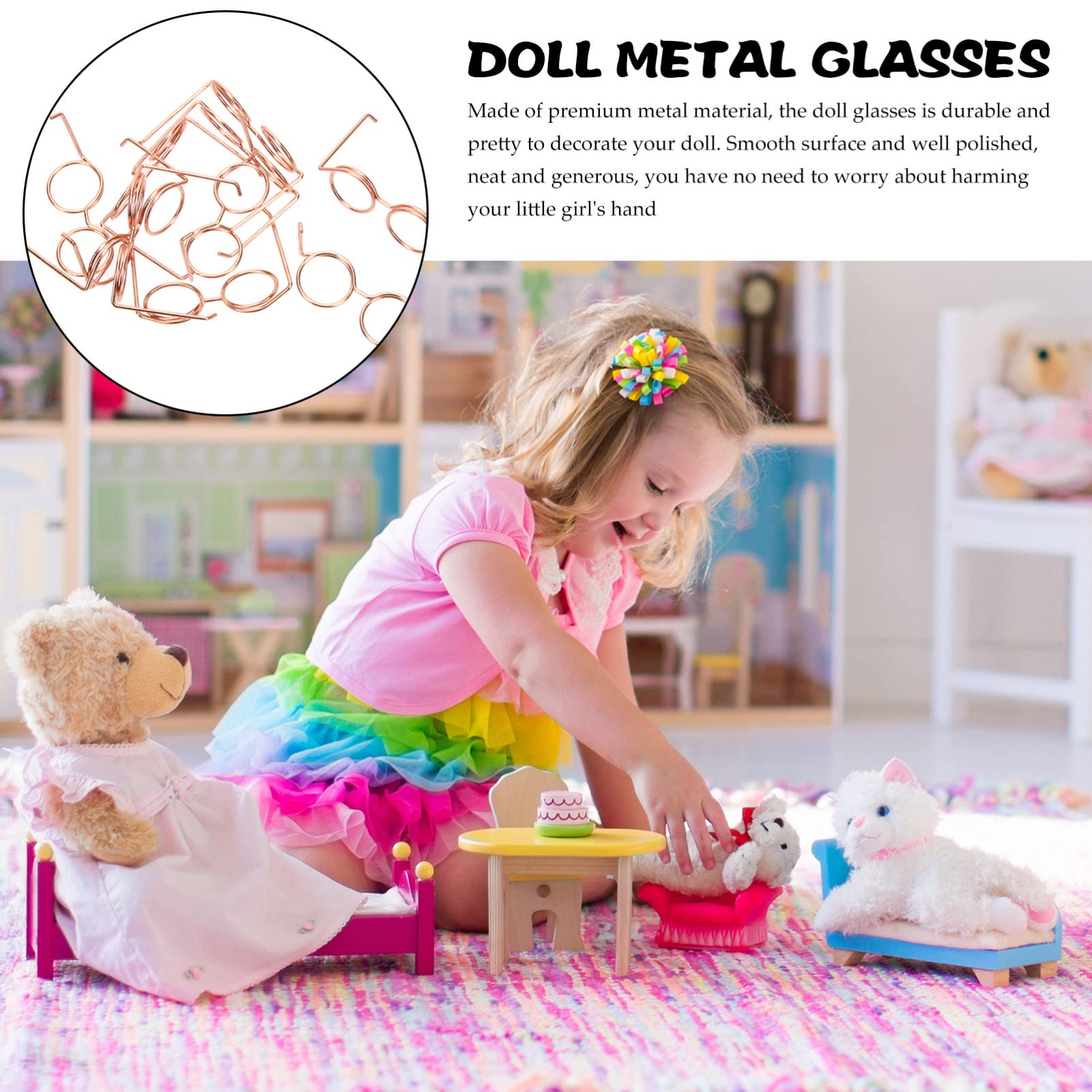 Alipis Clear Doll Sunglasses - 10pcs Round Metal Wire Rim Eyeglasses for Baby Dolls, Pets & Kids Costume Dress Up | Perfect for Pretend Play, Tea Parties & Photo Props