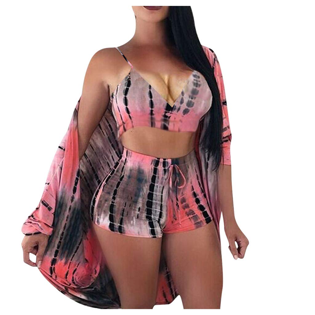 Women's Printed 3 Piece High Waist Bikini Set with Maxi Cover Up & Boardshorts - Sexy Beachwear for Pool Party, Vacation & Summer Swimwear