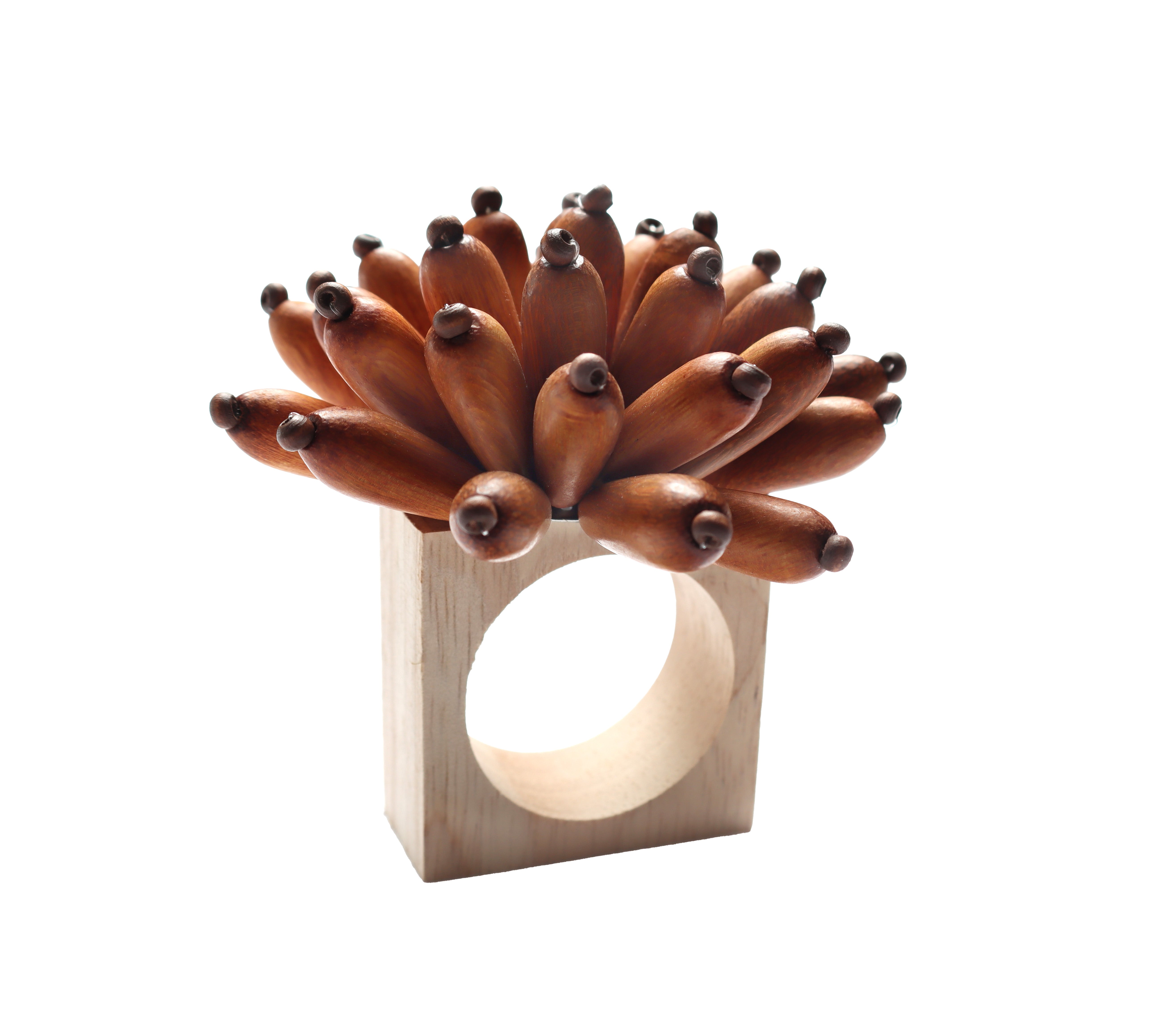 Elegant Brown Florette Napkin Rings - Set of 4 for Wedding, Dinner Party & Holiday Table Decor