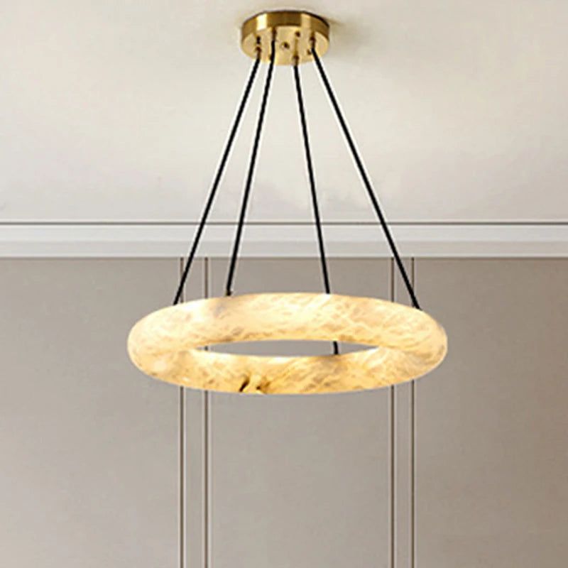 Spanish Natural Marble Chandelier - Elegant Ceiling Light Fixture for Dining Room, Living Room & Bedroom | Modern Luxury Home Decor Lighting