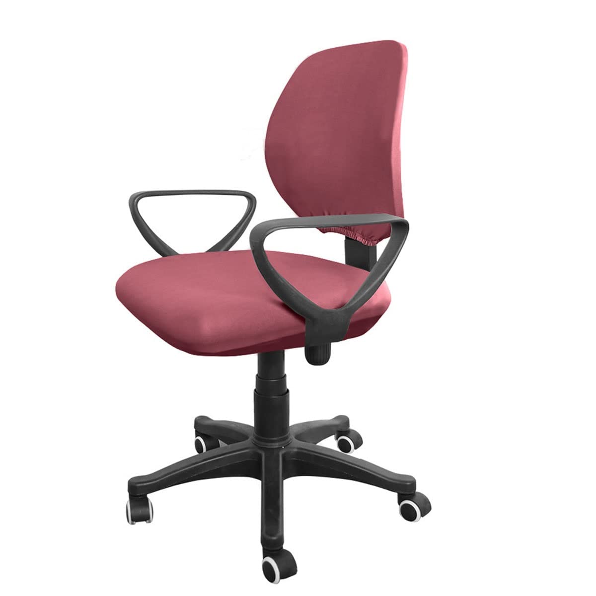 Split Rotating Desk Chair Seat Slipcover - Removable Stretch Office Chair Cover - Polyester Elastic Computer Chair Protector for Swivel & Armrest Chairs (Wine Red) - Perfect for Home Office, Gaming & Workspace Comfort