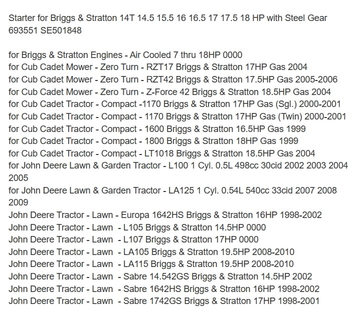 Briggs & Stratton 14-Tooth Starter Replacement for 14.5-18.5 HP Engines - Compatible with Models 593934 & 5777 - Perfect for Lawn Mowers, Tractors, and Outdoor Power Equipment