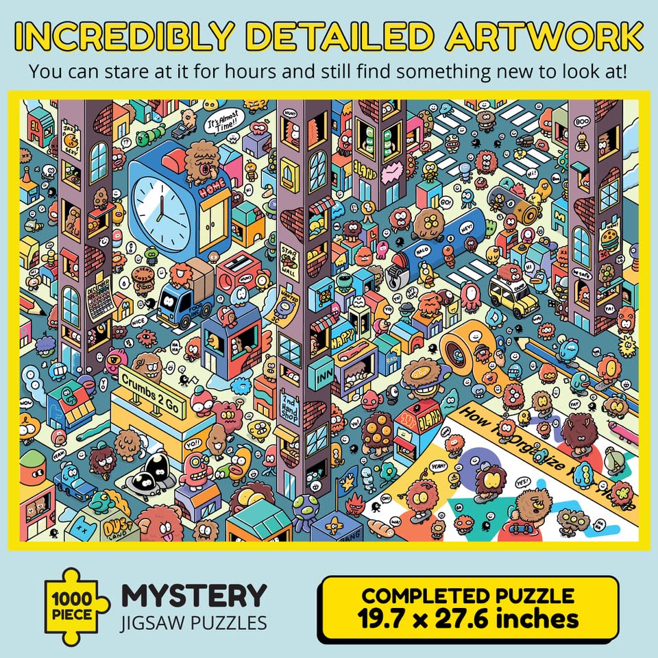 1000-Piece Mystery Jigsaw Puzzle with Storytelling Comics & Secret Ending - Challenging Puzzle for Adults & Kids - 19.7'' x 27.6'' Frameable Magic Puzzle Art (Turbo 3000) - Perfect for Family Game Night & Brain Teaser Activities