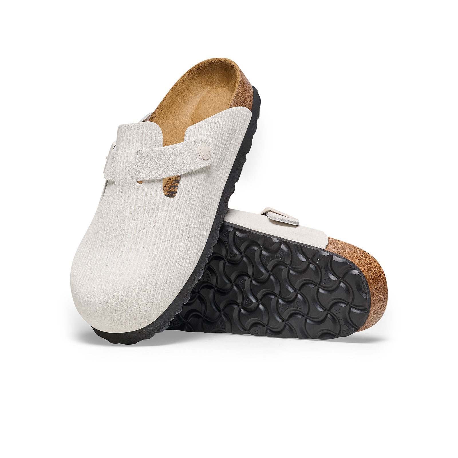 Birkenstock Boston Narrow Clog for Women - Comfortable Cork Footbed Sandals in Antique White Corduroy | Perfect for Casual Wear, Home & Office
