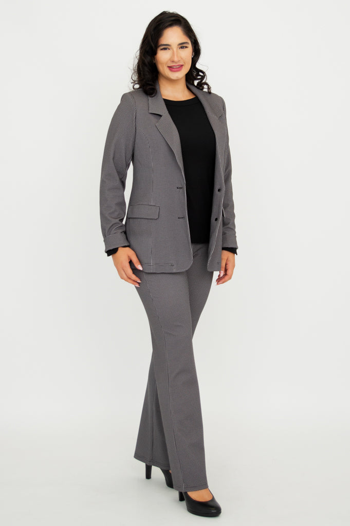 Kacey Women's Blazer Jacket - Stylish Houndstooth Pattern, Soft Modal Fabric for Office Wear, Business Meetings & Formal Events