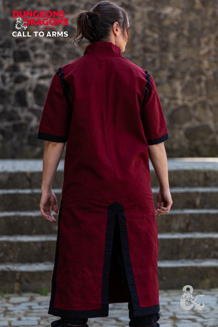 Dungeons & Dragons Fighter Tunic - Burgundy & Black Medieval Costume for LARP, Cosplay & Fantasy Roleplaying Games