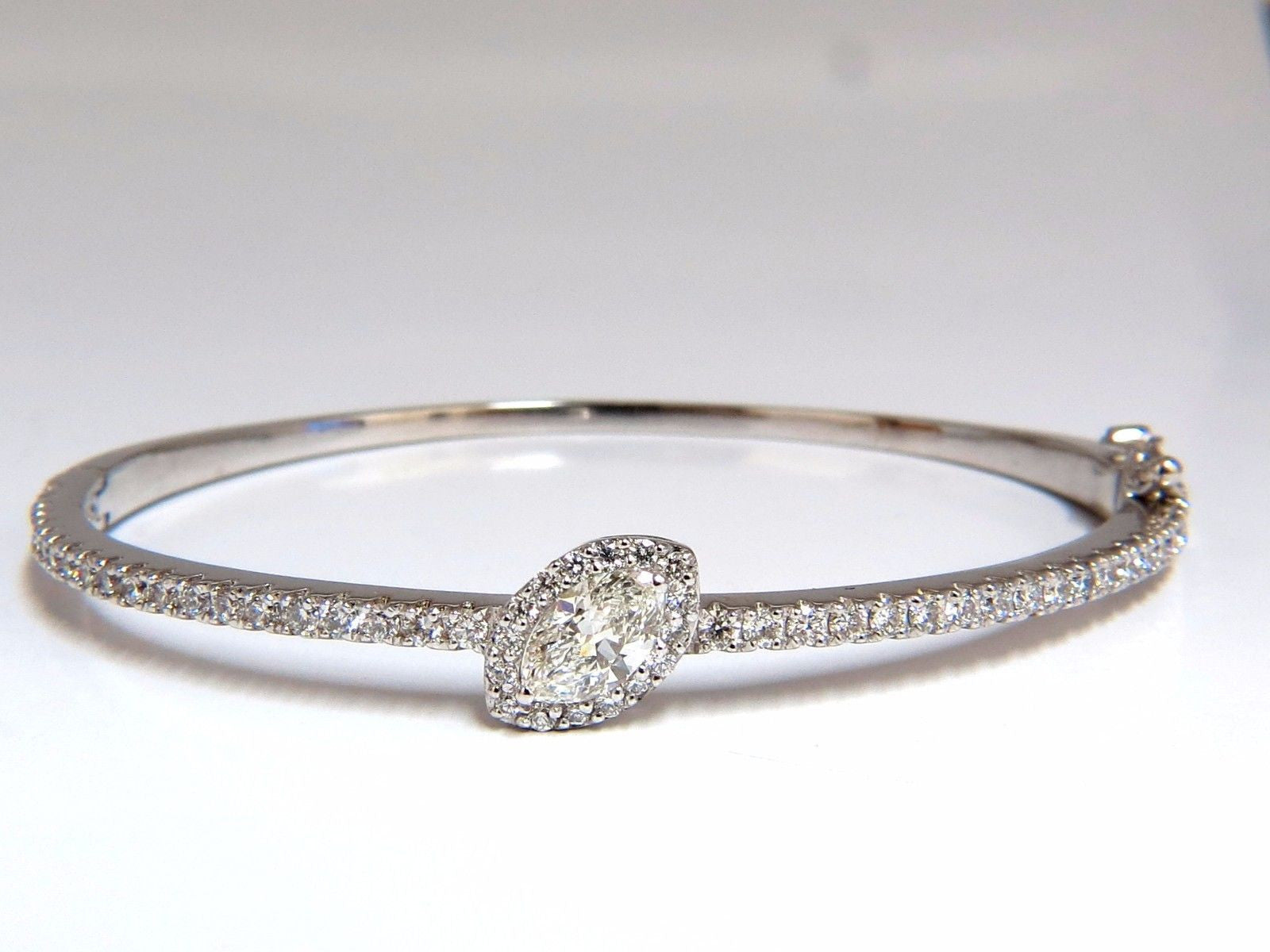 GIA Certified 1.84ct Marquise Diamond Cluster Halo Bangle Bracelet in 14K Gold - Elegant Jewelry for Weddings, Anniversaries & Special Occasions