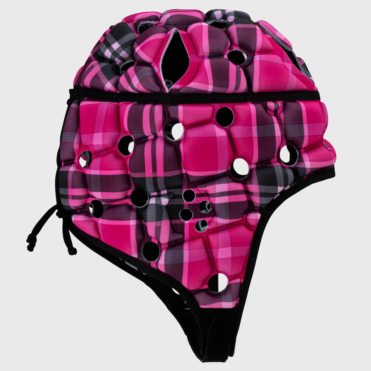 Body Armour Kids Ventilator Rugby Headguard - Pink Tartan Design for Youth Rugby Training & Games | Lightweight Protective Gear for Junior Players