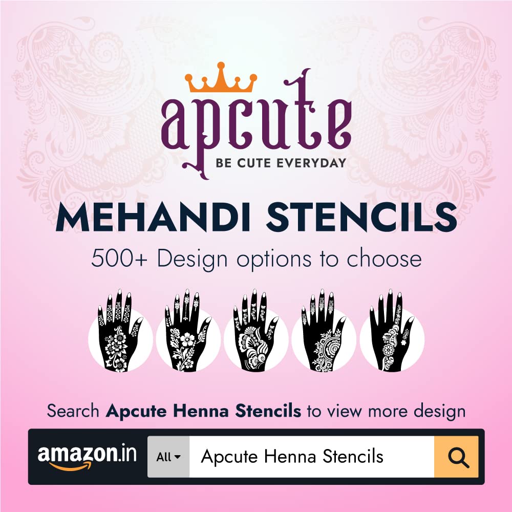 Apcute Henna Stencil Sticker Kit - Full Hand Mehndi Designs for Girls, Women & Kids - Easy to Use Temporary Tattoo Stencils (Design No. HB-154) - Perfect for Weddings, Festivals & DIY Body Art