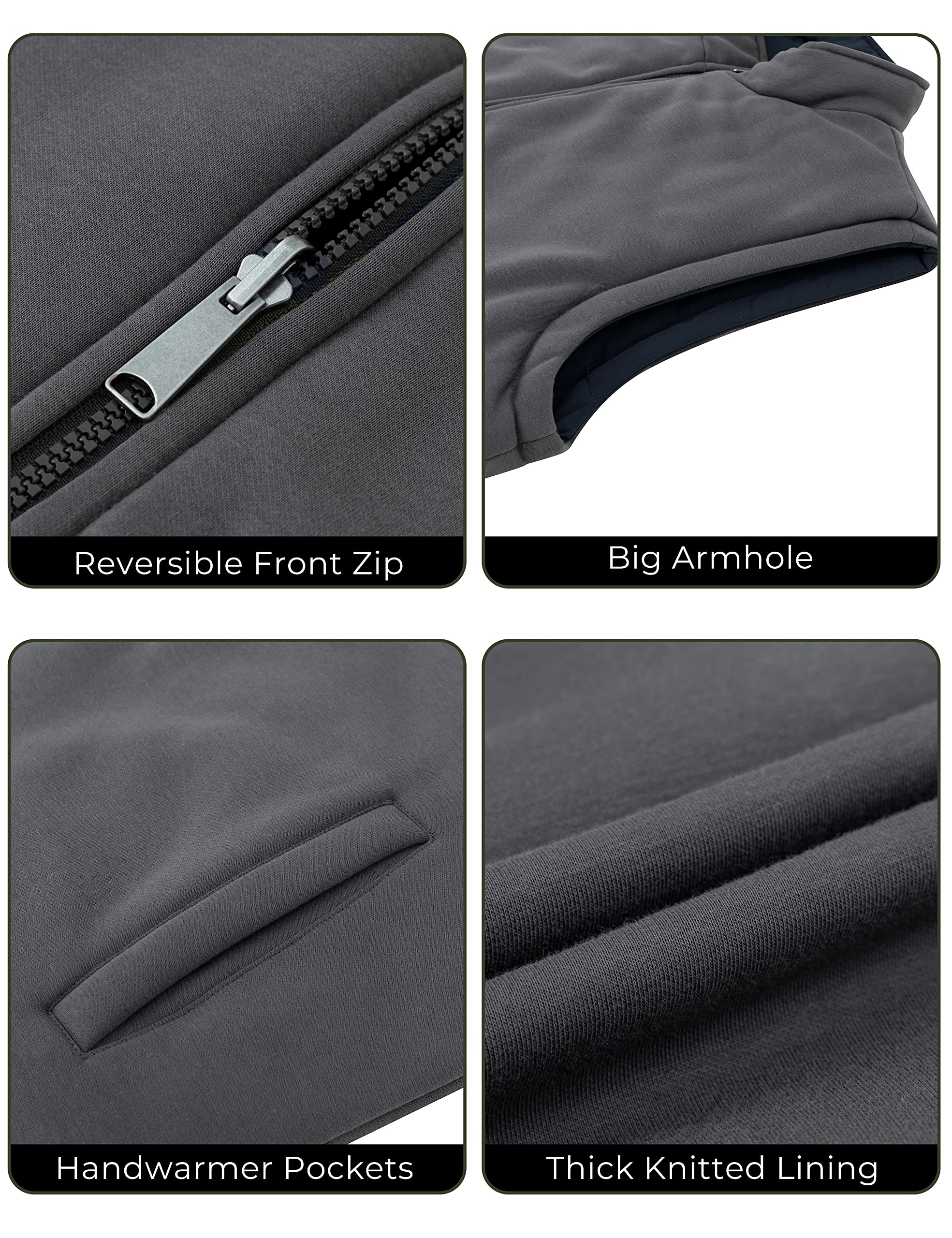 Soularge Men's Big and Tall Winter Reversible Puffer Vest - Thickened Warm Quilted Jacket for Cold Weather, Hunting & Outdoor Activities